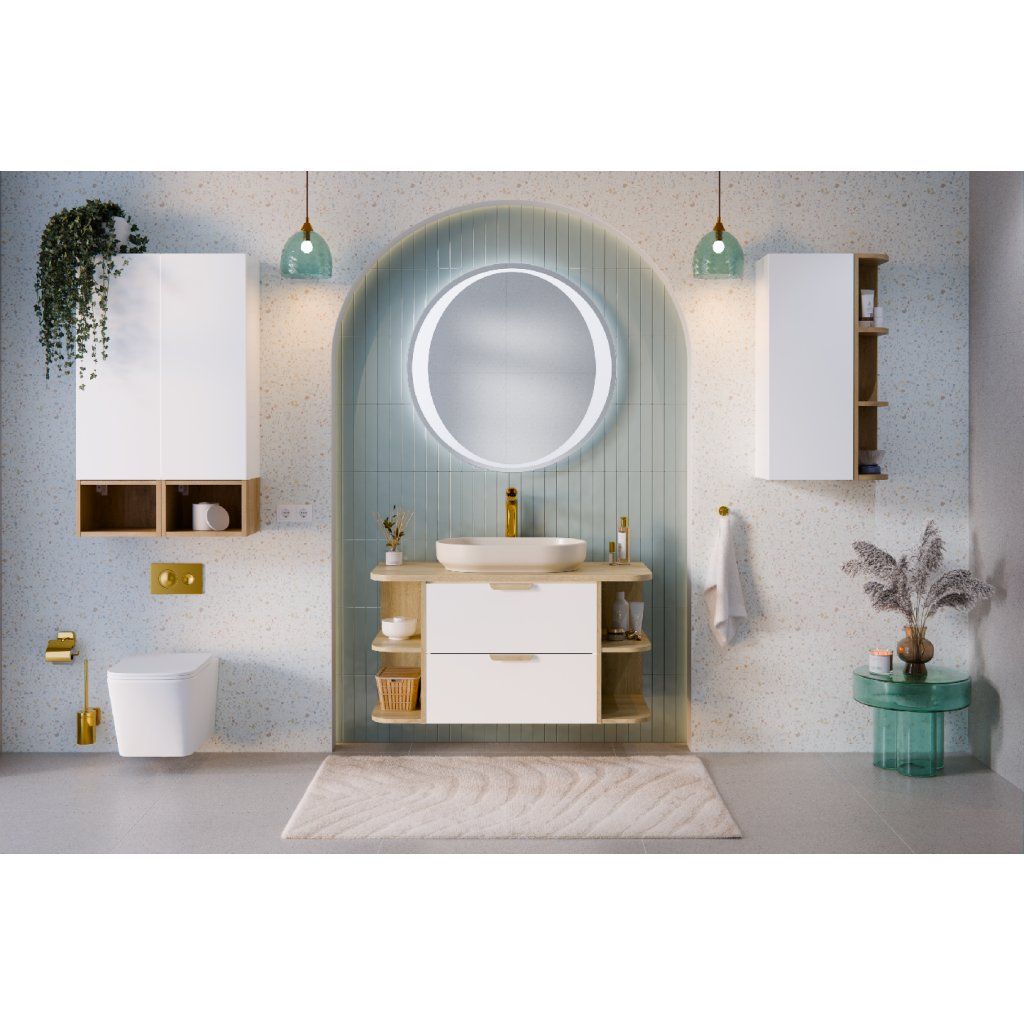 Comad Koupelnová skříňka s deskovým umyvadlem set Aster White 120 bílá/dub cremona - Obrázek 2