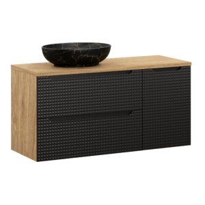 Comad Koupelnová skříňka s deskovým umyvadlem set Luxor Black 120 černá/dub olejovaný