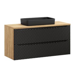 Comad Koupelnová skříňka s deskovým umyvadlem set Ocean Black 120 černá/dub olejovaný