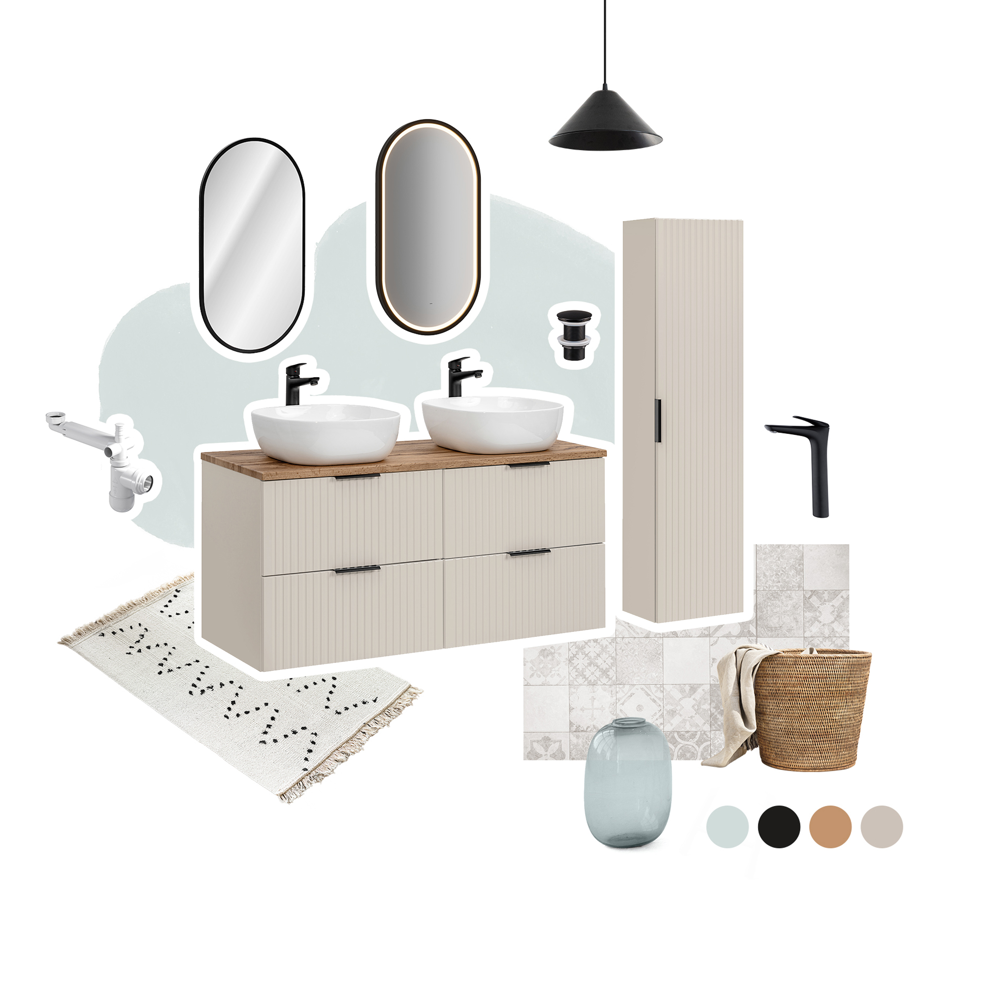 Comad Koupelnová skříňka s deskovými umyvadly set Adel Cashmere 120 kašmír/dub santa fe - Obrázek 2