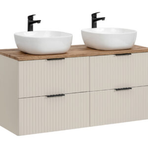 Comad Koupelnová skříňka s deskovými umyvadly set Adel Cashmere 120 kašmír/dub santa fe