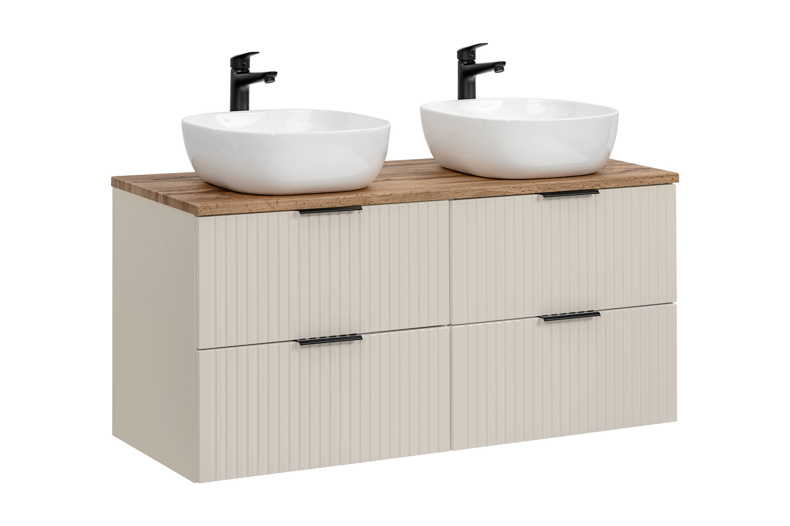 Comad Koupelnová skříňka s deskovými umyvadly set Adel Cashmere 120 kašmír/dub santa fe