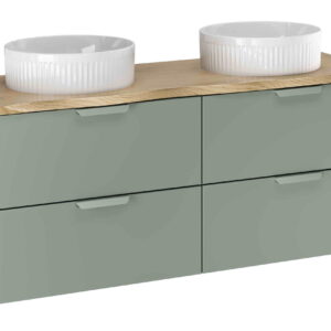 Comad Koupelnová skříňka s deskovými umyvadly set Aster Green 120 zelená/dub cremona