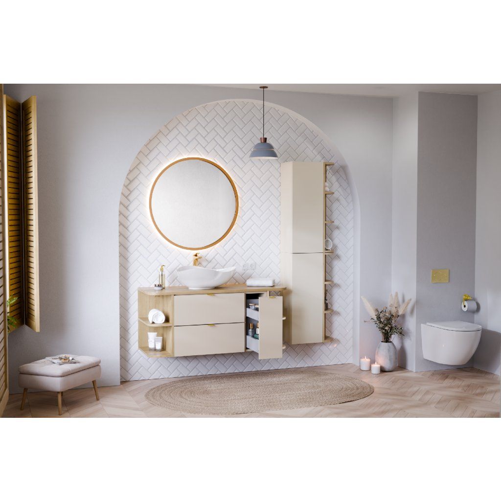 Comad Koupelnová skříňka s deskovými umyvadly set Dalia Cashmere 120 kašmír/dub cremona - Obrázek 2