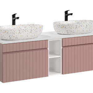 Comad Koupelnová skříňka s deskovými umyvadly set Iconic Rose 140 antická růžová/bílá