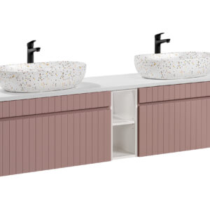 Comad Koupelnová skříňka s deskovými umyvadly set Iconic Rose 180 antická růžová/bílá