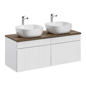 Comad Koupelnová skříňka s deskovými umyvadly set Iconic White 120 bílá/dub santa fe