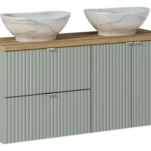 Comad Koupelnová skříňka s deskovými umyvadly set Line Reed Green 120 zelená/dub coast evoke