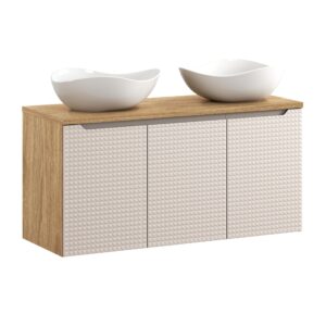 Comad Koupelnová skříňka s deskovými umyvadly set Luxor Beige 120 béžová/dub olejovaný