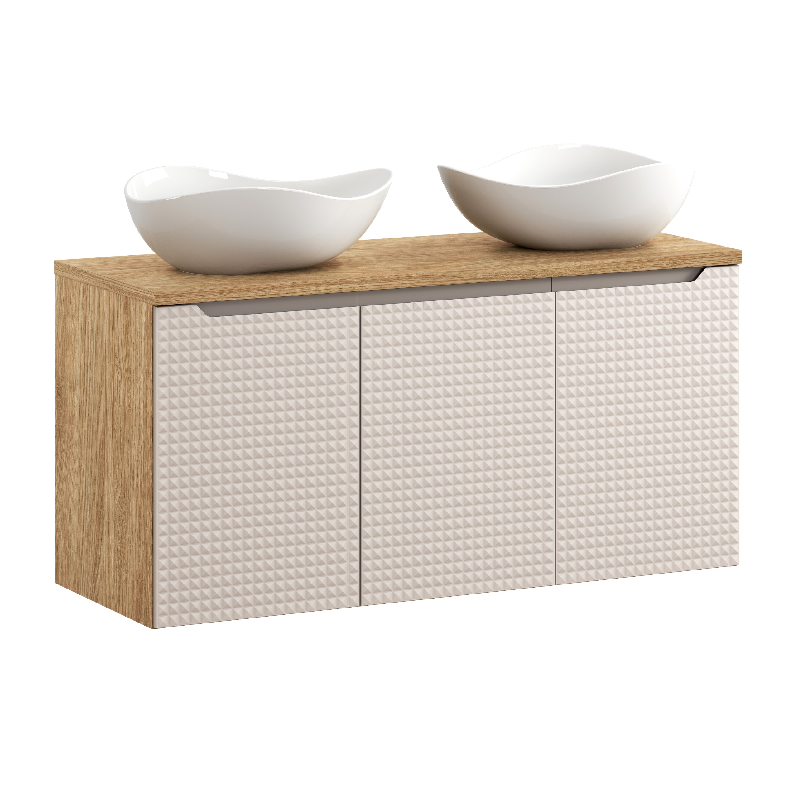 Comad Koupelnová skříňka s deskovými umyvadly set Luxor Beige 120 béžová/dub olejovaný