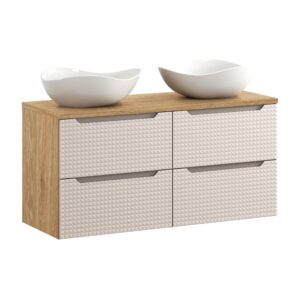 Comad Koupelnová skříňka s deskovými umyvadly set Luxor Beige II. 120 béžová/dub olejovaný