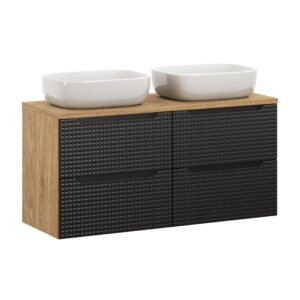 Comad Koupelnová skříňka s deskovými umyvadly set Luxor Black 120 černá/dub olejovaný