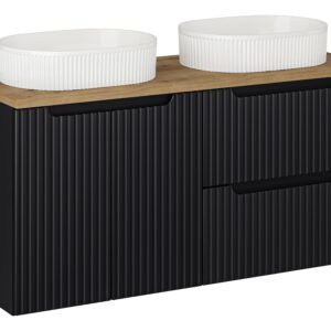 Comad Koupelnová skříňka s deskovými umyvadly set Nova Black 120 černá/dub coast evoke