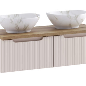 Comad Koupelnová skříňka s deskovými umyvadly set Nova Cashmere 100 kašmír/dub coast evoke