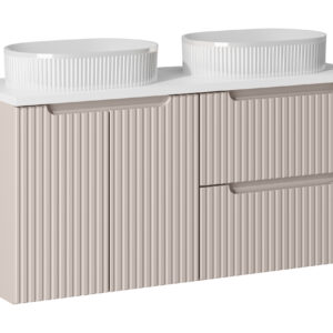 Comad Koupelnová skříňka s deskovými umyvadly set Nova Cashmere 120 kašmír/bílá