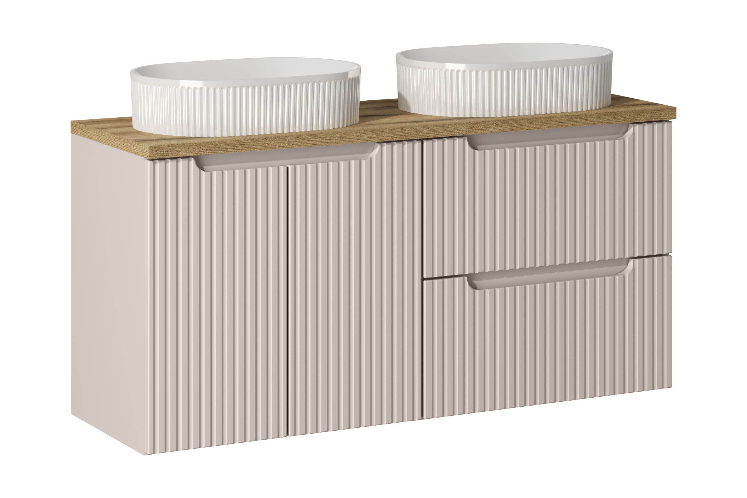 Comad Koupelnová skříňka s deskovými umyvadly set Nova Cashmere 120 kašmír/dub coast evoke