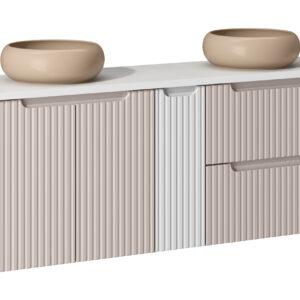 Comad Koupelnová skříňka s deskovými umyvadly set Nova Cashmere 140 kašmír/bílá