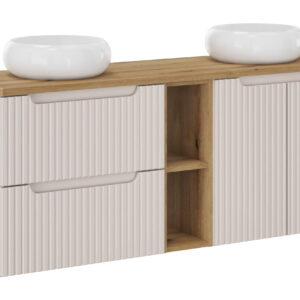 Comad Koupelnová skříňka s deskovými umyvadly set Nova Cashmere 140 kašmír/dub coast evoke