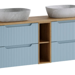Comad Koupelnová skříňka s deskovými umyvadly set Nova Denim 140 denim/dub coast evoke
