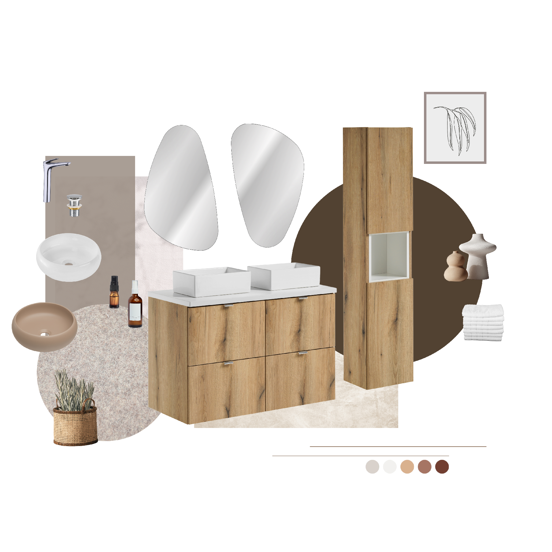 Comad Koupelnová skříňka s deskovými umyvadly set Nova Oak 120 dub coast evoke/bílá - Obrázek 2