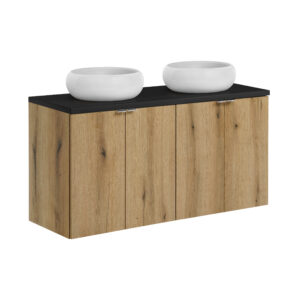 Comad Koupelnová skříňka s deskovými umyvadly set Nova Oak 120 dub coast evoke/černá