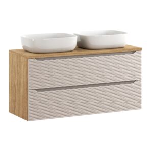 Comad Koupelnová skříňka s deskovými umyvadly set Ocean Beige 120 béžová/dub olejovaný