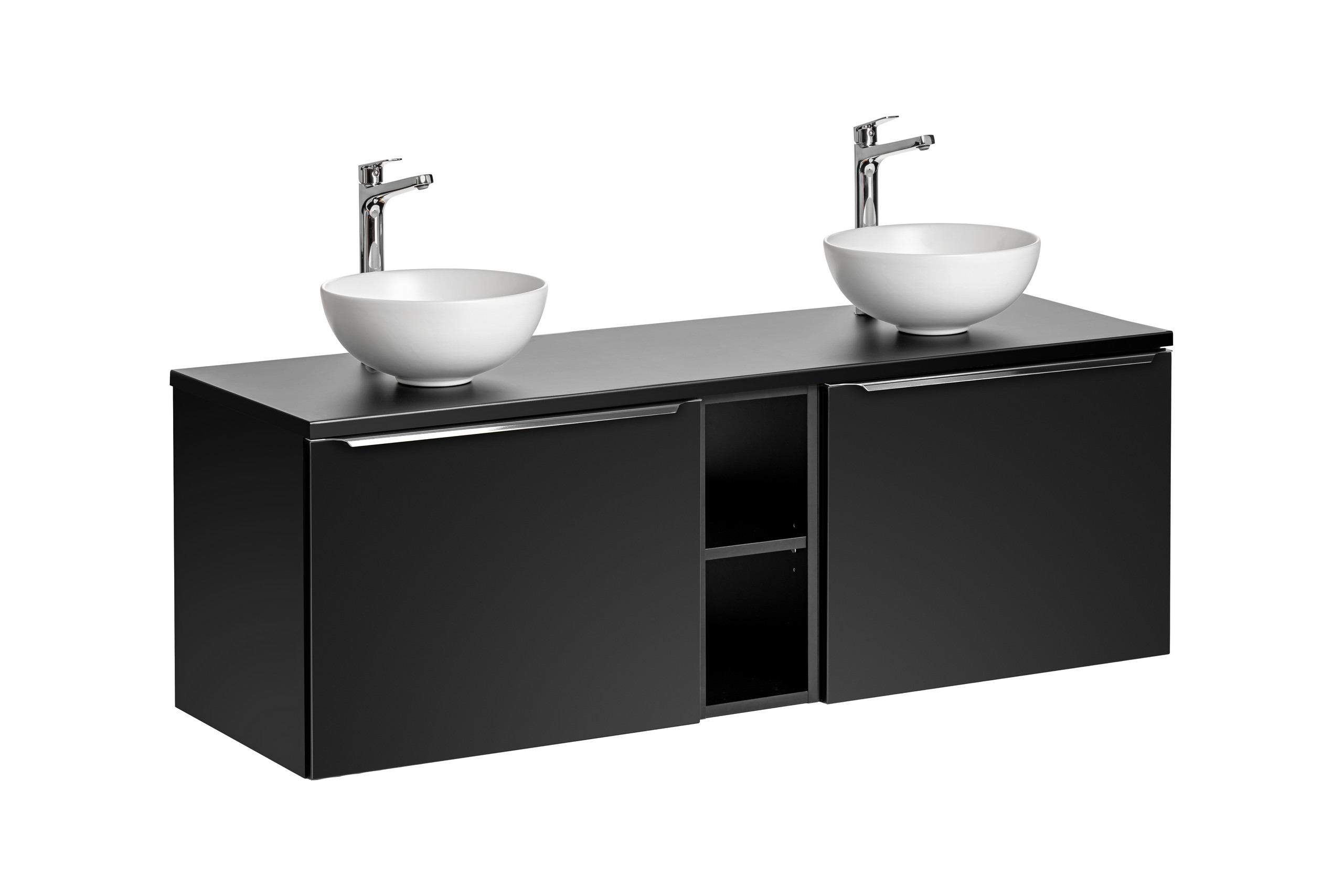 Comad Koupelnová skříňka s deskovými umyvadly set Santa Fe Black 140 černá