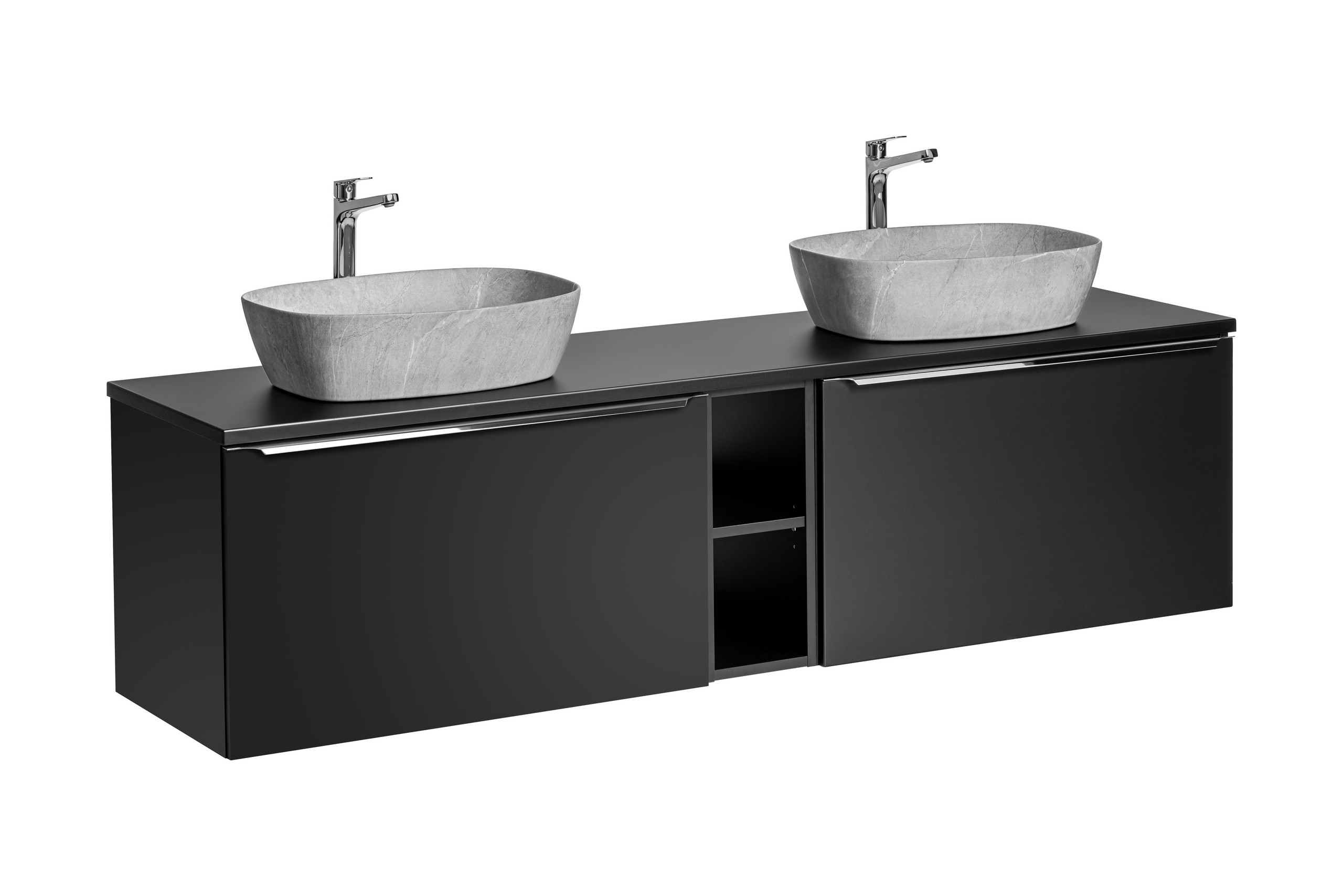 Comad Koupelnová skříňka s deskovými umyvadly set Santa Fe Black 180 černá