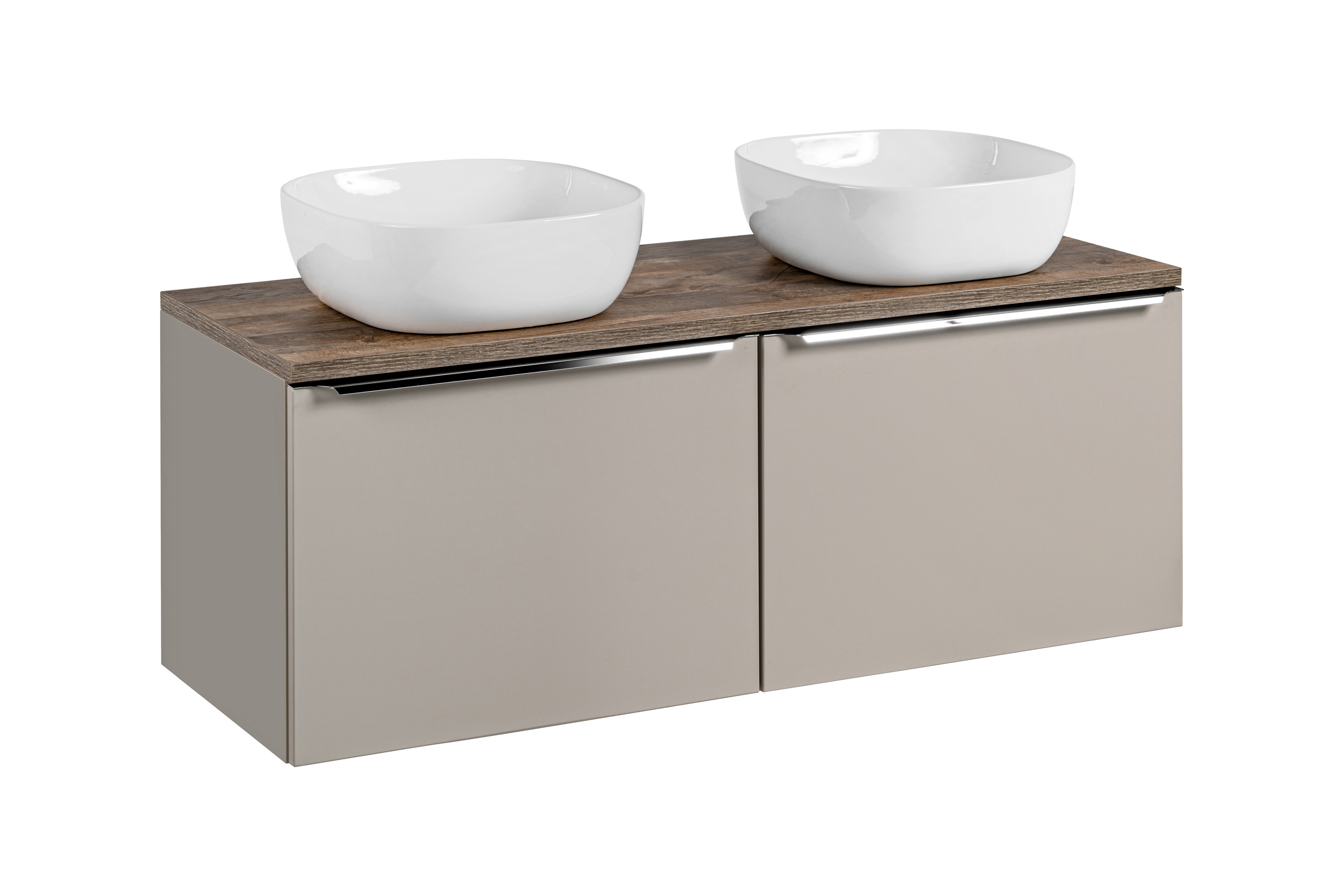 Comad Koupelnová skříňka s deskovými umyvadly set Santa Fe Taupe 120 šedohnědá/dub santa fe