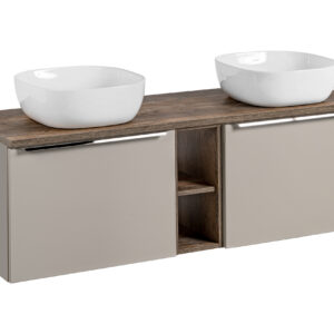 Comad Koupelnová skříňka s deskovými umyvadly set Santa Fe Taupe 140 šedohnědá/dub santa fe