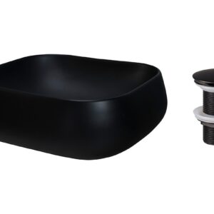 Comad Sada keramického umyvadla na desku a výpusti Nika 45 cm černá