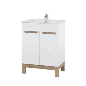 Comad Skříňka pod umyvadlo Bali se zápustným umyvadlem 60 cm bílá/dub wotan