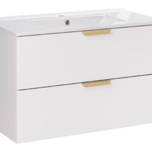 Comad Závěsná koupelnová skříňka Aster Lava se zápustným umyvadlem 80 cm bílá