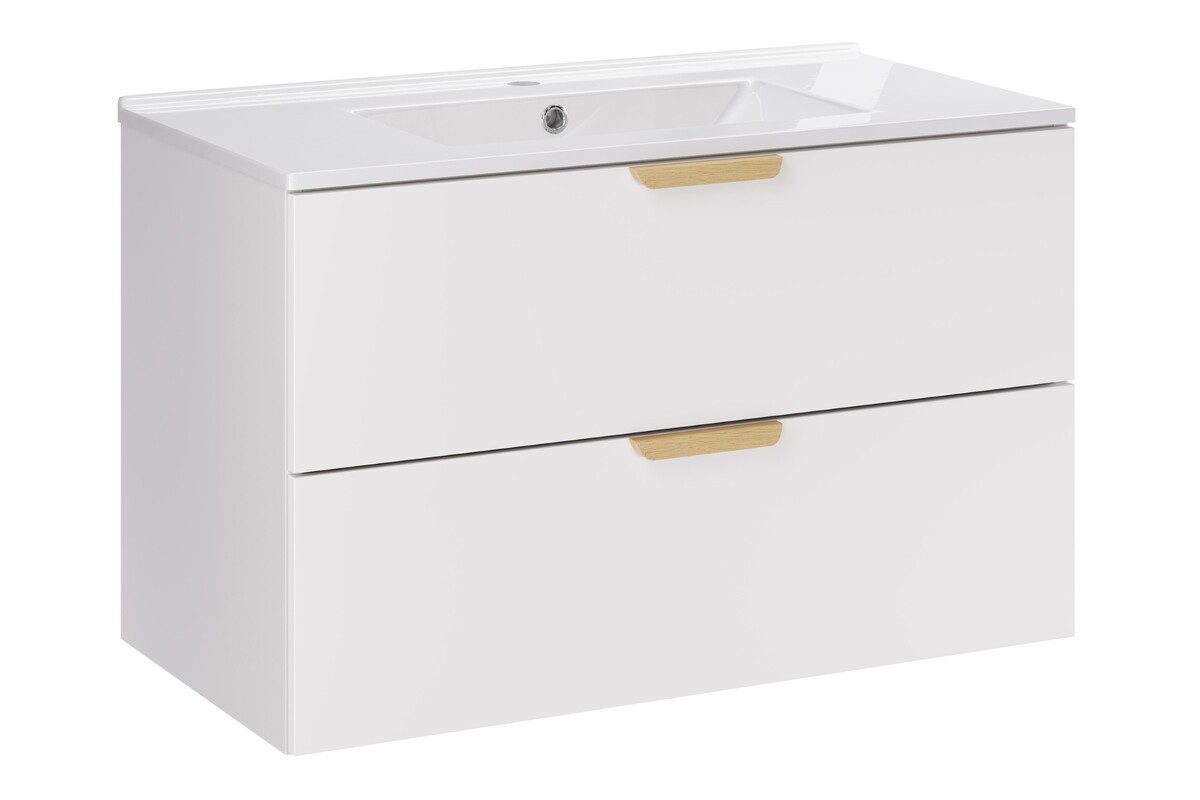 Comad Závěsná koupelnová skříňka Aster Lava se zápustným umyvadlem 80 cm bílá