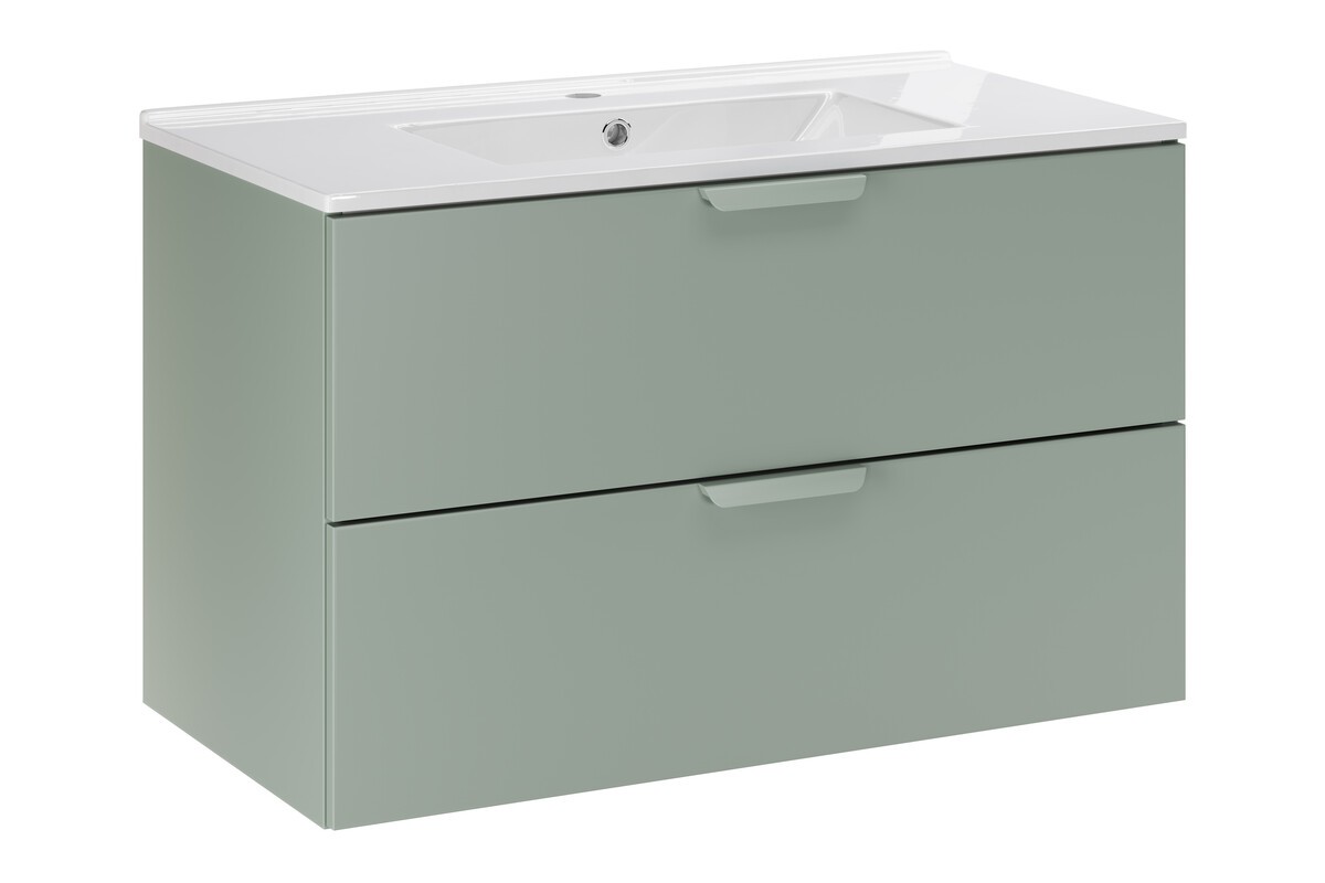 Comad Závěsná skříňka Aster Lava se zápustným umyvadlem 80 cm zelená/bílá