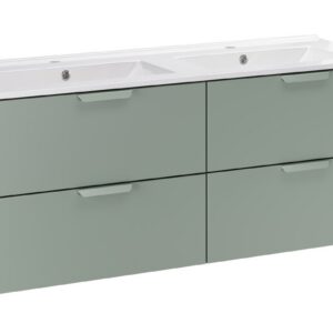 Comad Závěsná skříňka Aster Lava se zápustnými umyvadly 120 cm zelená/bílá