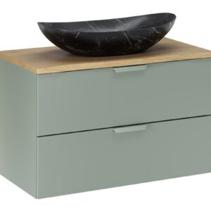 Comad Závěsná skříňka Aster Lena s umyvadlem 80 cm zelená/dub cremona