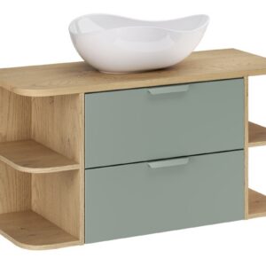 Comad Závěsná skříňka Aster Ovalia Cloud s umyvadlem 100 cm dub cremona/zelená