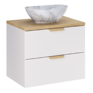 Comad Závěsná skříňka Aster Pati s deskou a umyvadlem 60 cm bílá/dub cremona