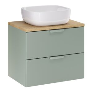 Comad Závěsná skříňka Aster Smile s deskou a umyvadlem 60 cm zelená/dub cremona