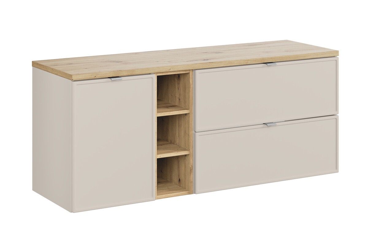 Comad Závěsná skříňka Bella Cashmere s deskou 140 cm kašmír/dub artisan