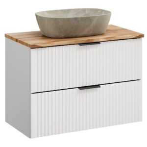 Comad Závěsná skříňka Casad Nature Anna s deskou a umyvadlem 80 cm bílá/dub wotan