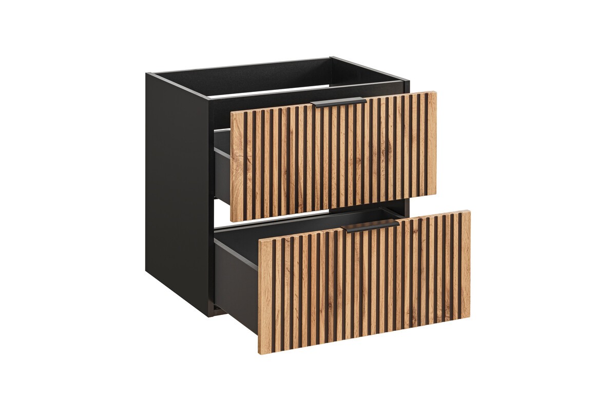 Comad Závěsná skříňka Casad Nature s deskou 120 cm dub wotan/černá - Obrázek 2