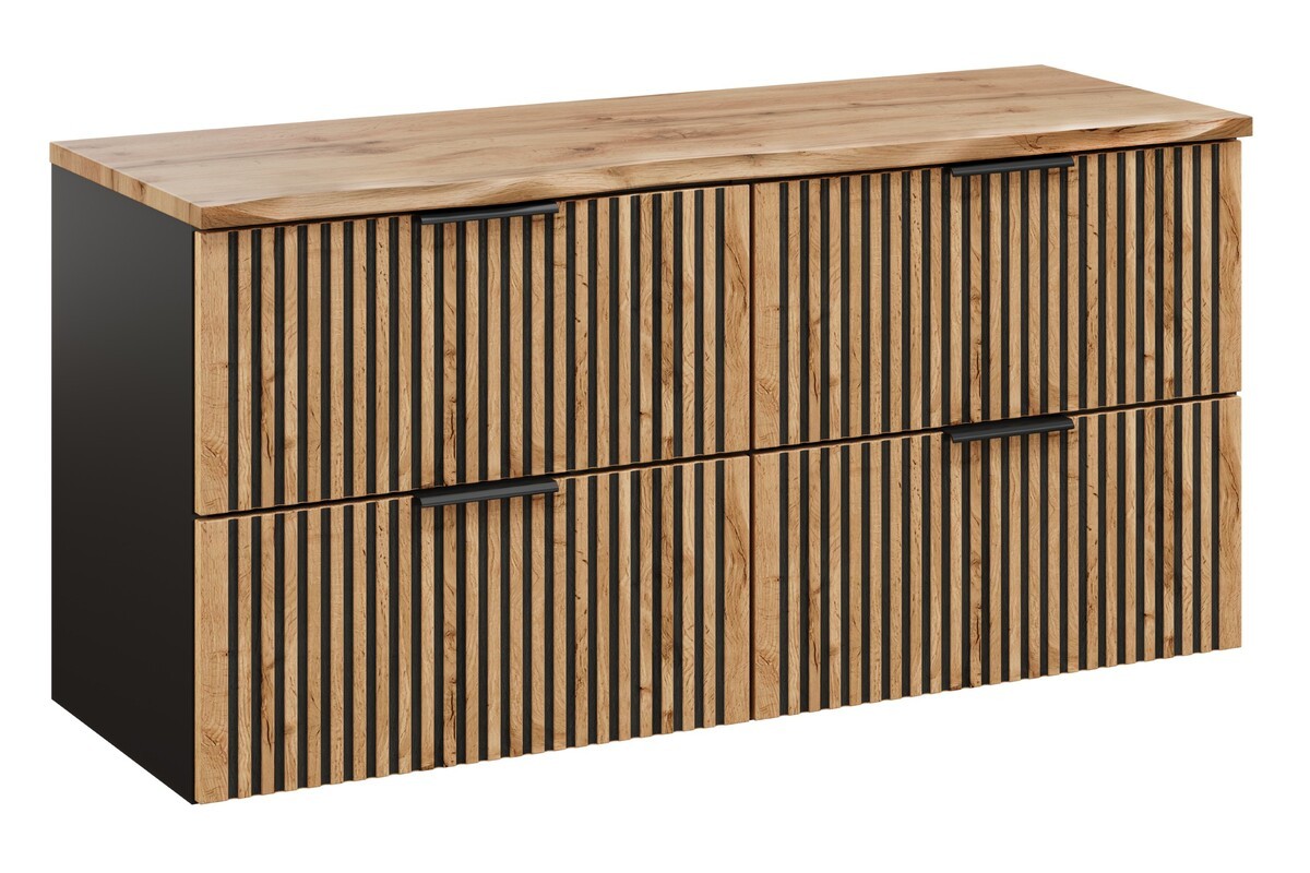 Comad Závěsná skříňka Casad Nature s deskou 120 cm dub wotan/černá