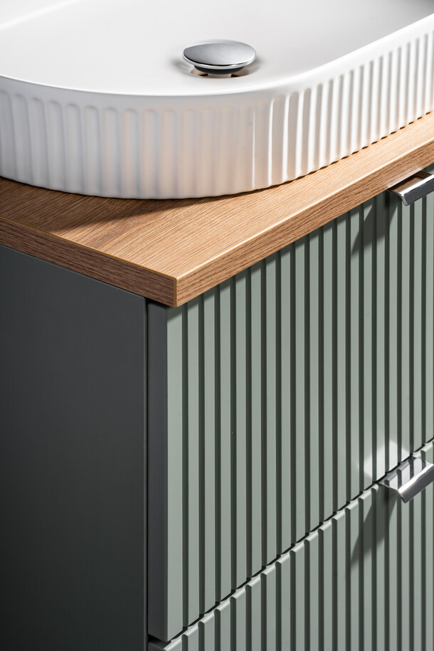 Comad Závěsná skříňka Line Reed Green se zápustným umyvadlem 80 cm zelená/bílá - Obrázek 2