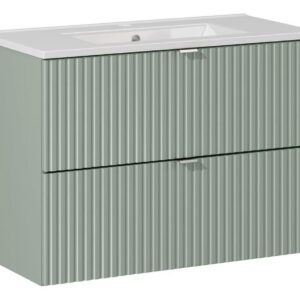 Comad Závěsná skříňka Line Reed Green se zápustným umyvadlem 80 cm zelená/bílá
