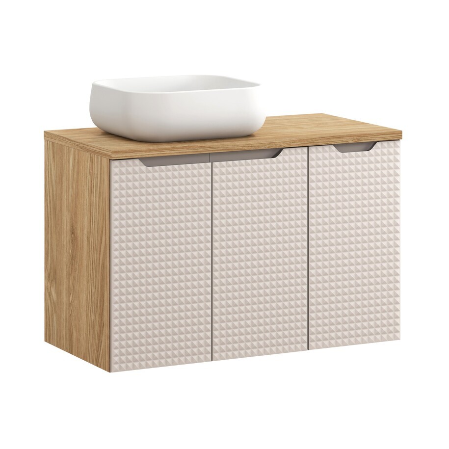Comad Závěsná skříňka Luxor Beige s deskou a umyvadlem 90 cm béžová/dub olejovaný