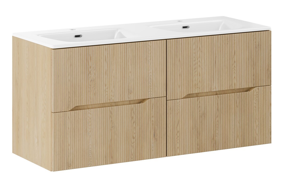 Comad Závěsná skříňka Nordic Sky se zápustnými umyvadly 120 cm dub cremona