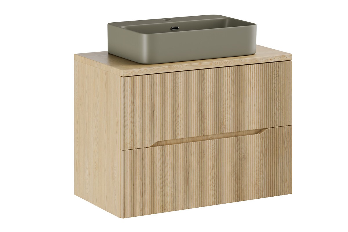 Comad Závěsná skříňka Nordic Trust s deskou a umyvadlem 80 cm dub cremona