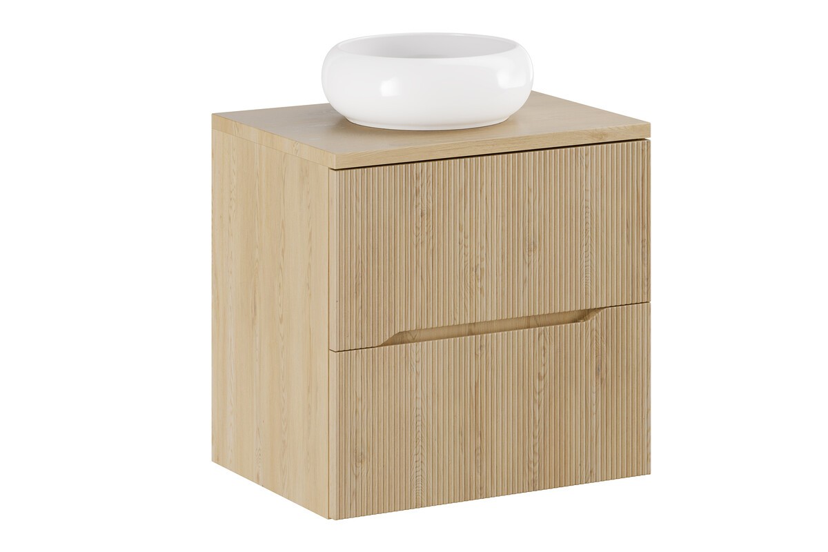 Comad Závěsná skříňka Nordic Wiki s deskou a umyvadlem 60 cm dub cremona